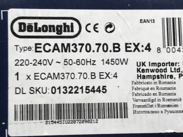 DeLonghi Dinamica Plus Automatic Bean to Cup Coffee Machine ECAM370.70.B - Image 4