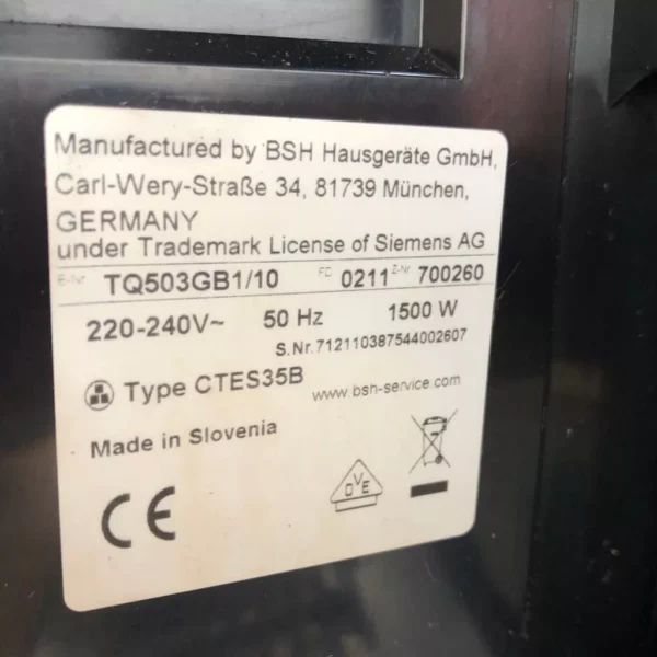 Siemens TQ503GB1 EQ.500 Integral Automatic Bean to Cup Coffee Machine - Image 3